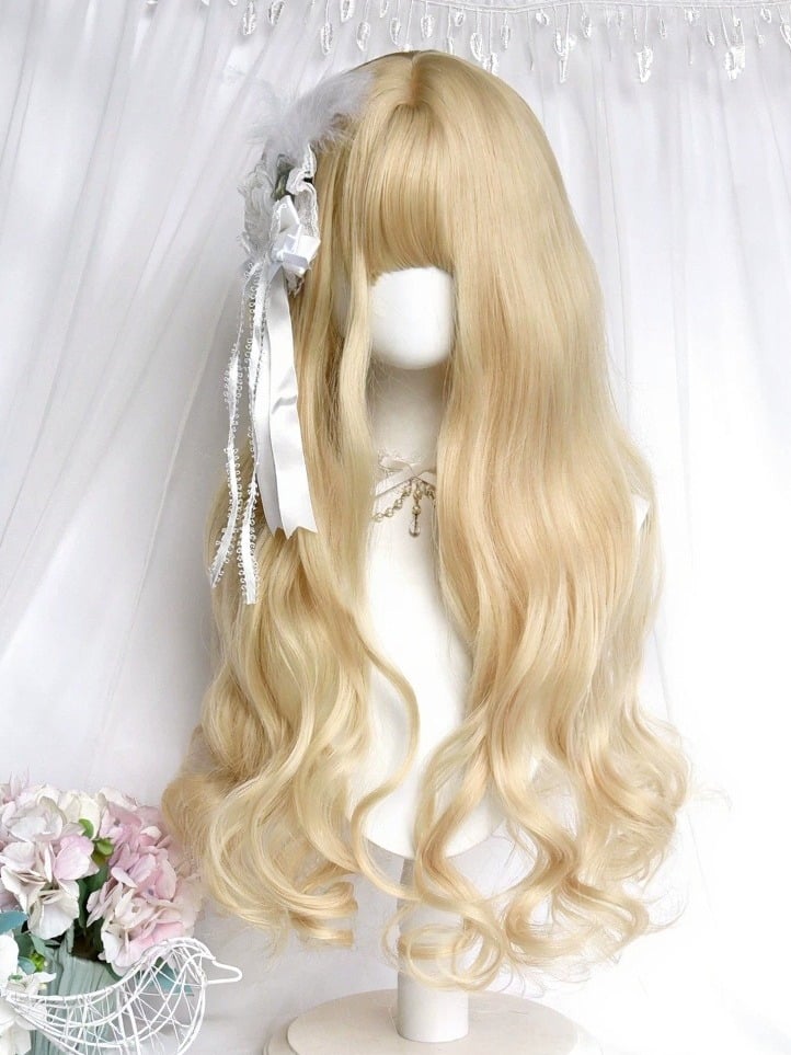 Blonde 65cm Full Bangs Long Wavy Curly Wig - Sinwavy