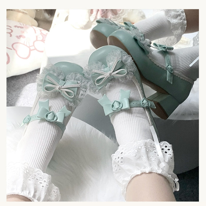 Heels aus Grass Top Lace - Sweet Mid Trim Bow Green