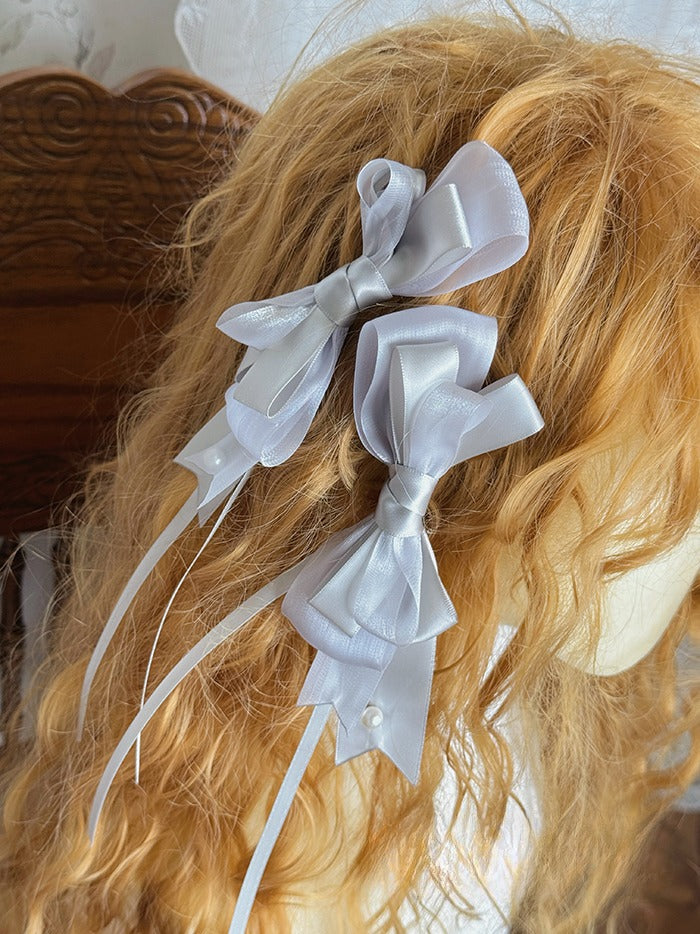 / BlackGold Bowknot Silver Hairclip Champagne