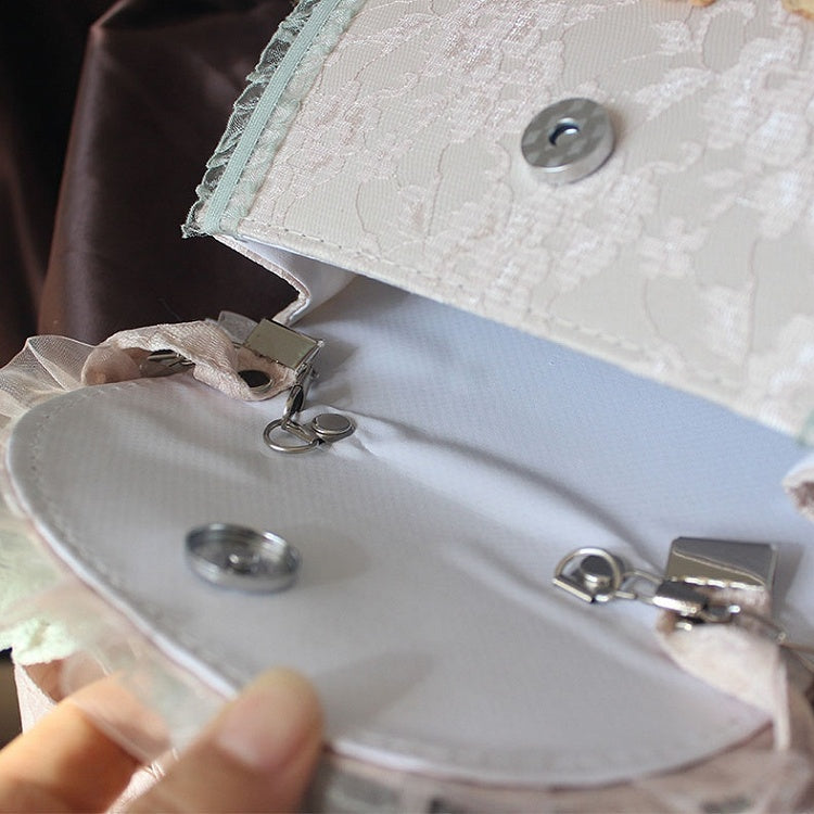 クマのデザイン 蝶結びディテール レーストリムバッグ