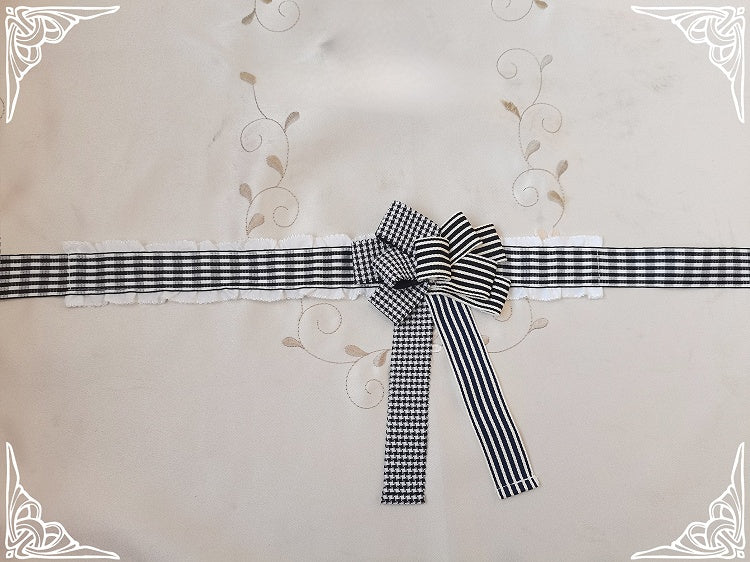 Pattern Choker Plaid Bowknot and Stripes