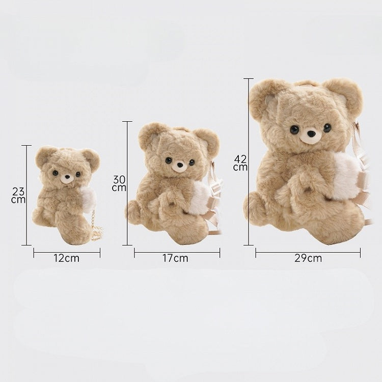 ぬいぐるみクマのキーホルダー + アップルカーキハットバッグ バックパック/クロスボディ