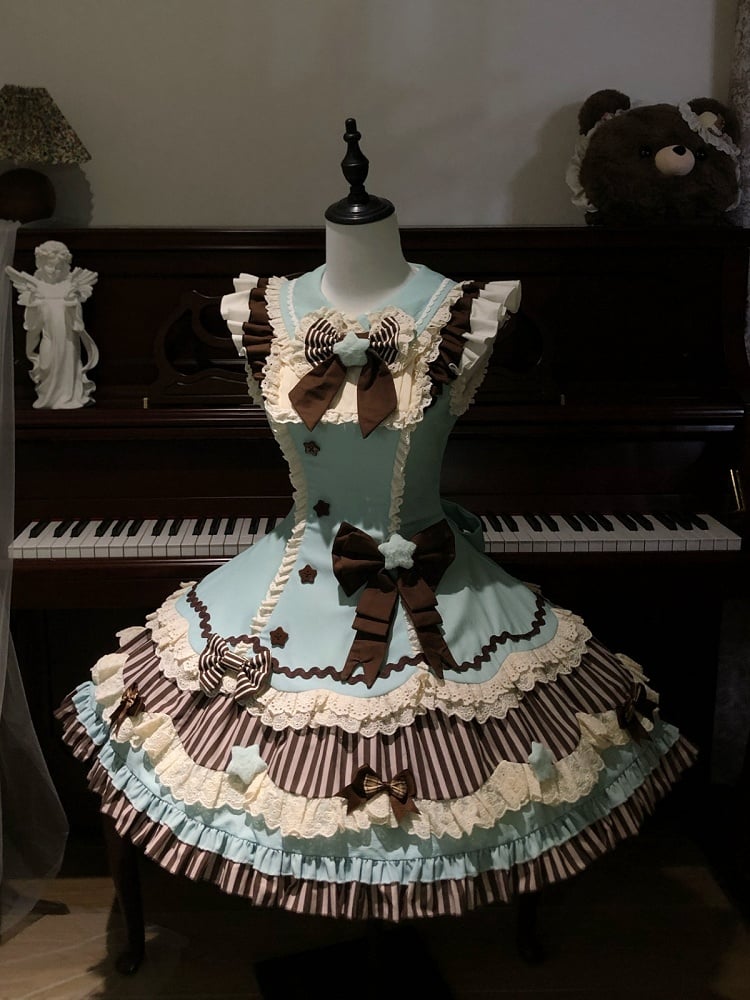 JSK vert menthe chocolat avec nœuds étoiles décoratifs