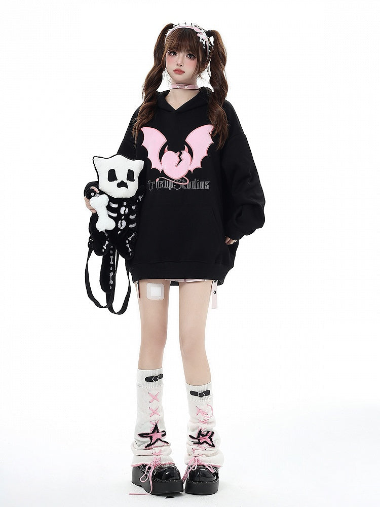 Star Leg White/Black/Pink Buckles Lace-up Warmers Knitted