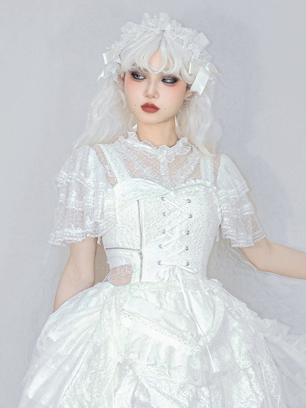 Sheer White Lace Butterfly Blouse - With PUJI