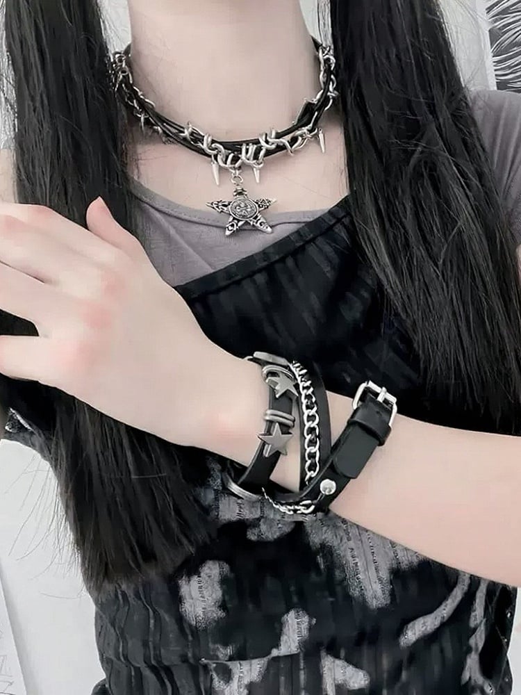 Choker Pendant Punk Spike Star Necklace