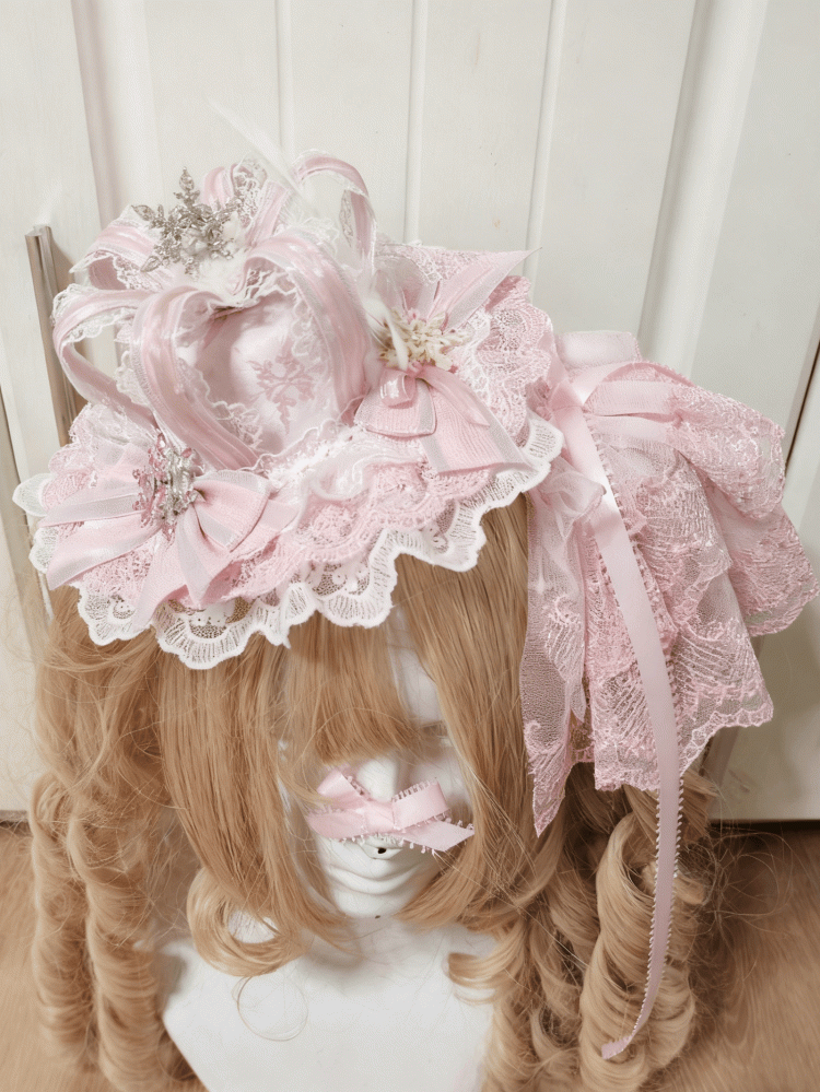 Sweet Lace Multi-layer Lolita Hairclip Pink