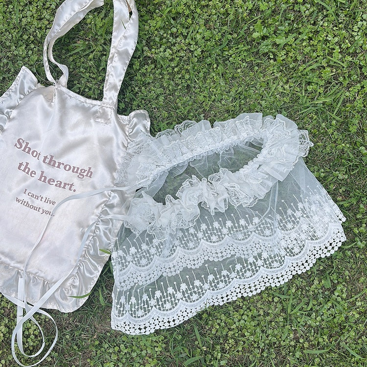 ほろ苦い刺繍入りホワイトY2Kカフトリムパンツフローラルシアーレースアクセサリーフリル