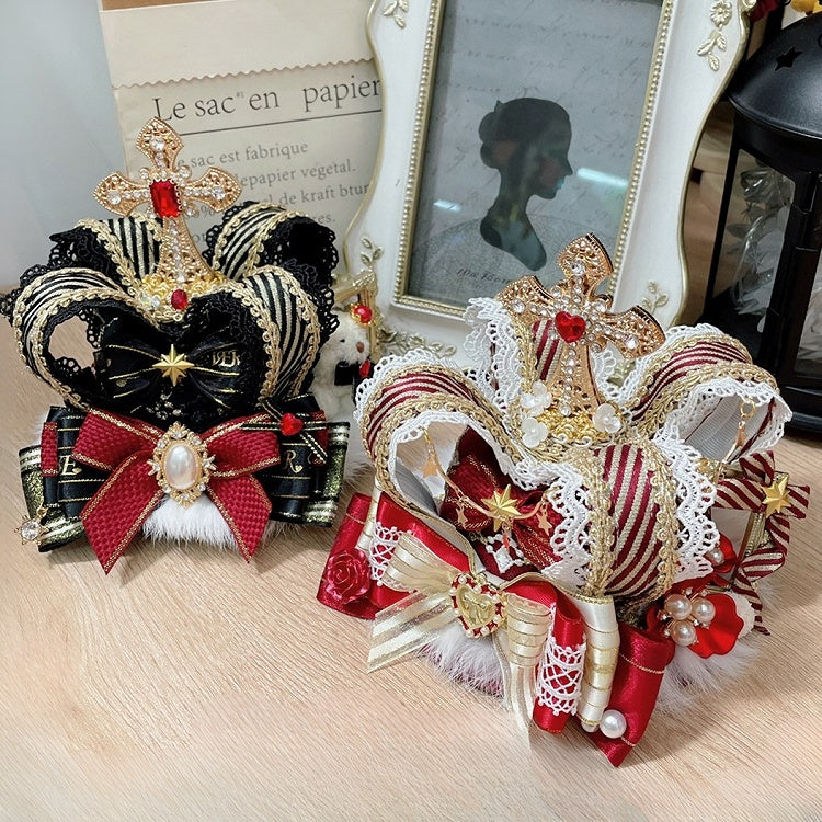 And 2 Mini Christmas Rhinestone Crown Decorated Hat Options Beaded Cross