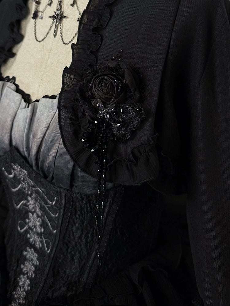 Chain Gothic Flower and Brooch Lolita Bead with Black Butterfly