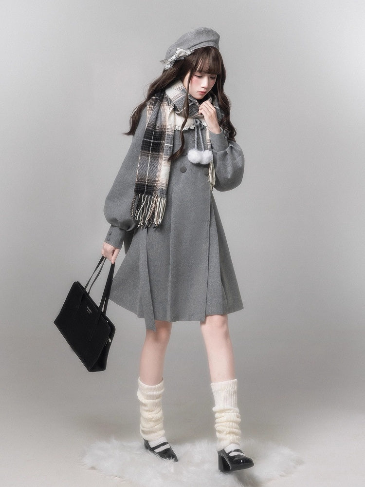 Aesthetic White Scarf Black Gray Fringed