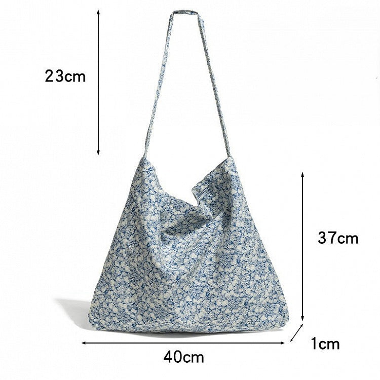 Blue Pattern Light Bag Fruits with Flower Shoulder