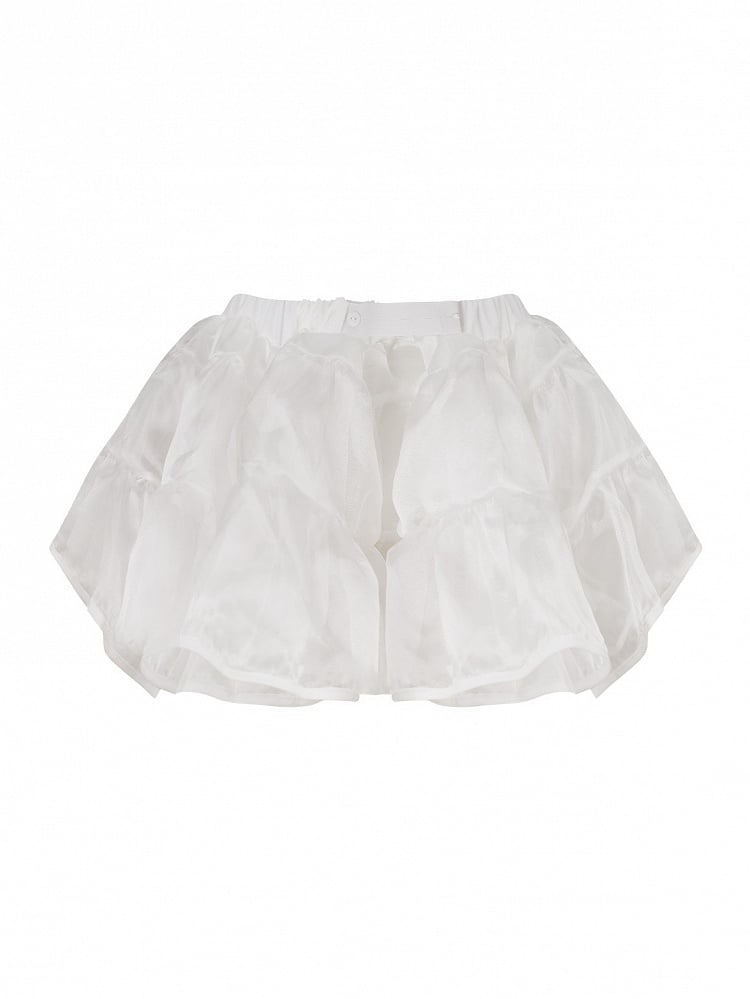 Daily Elastic Petticoat Waistband White with Adjustable Kawaii