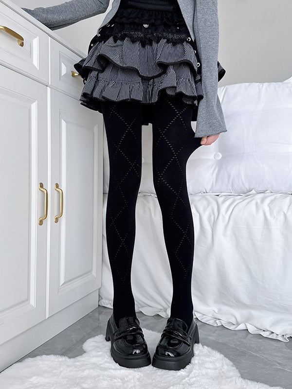 Diamond Pattern Slim-fit Colors 4 Tights