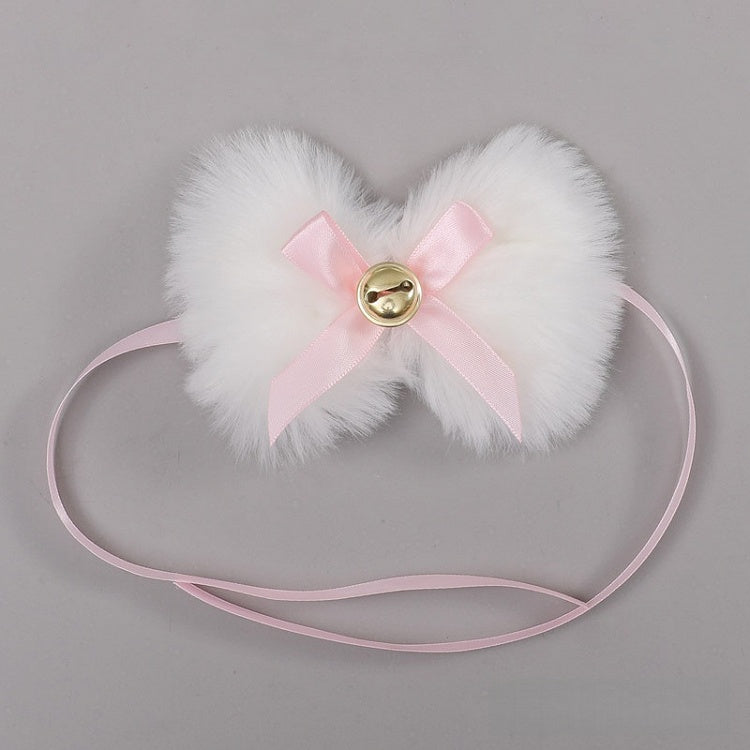 Bell Decorated Plush White/Black Bow Tie