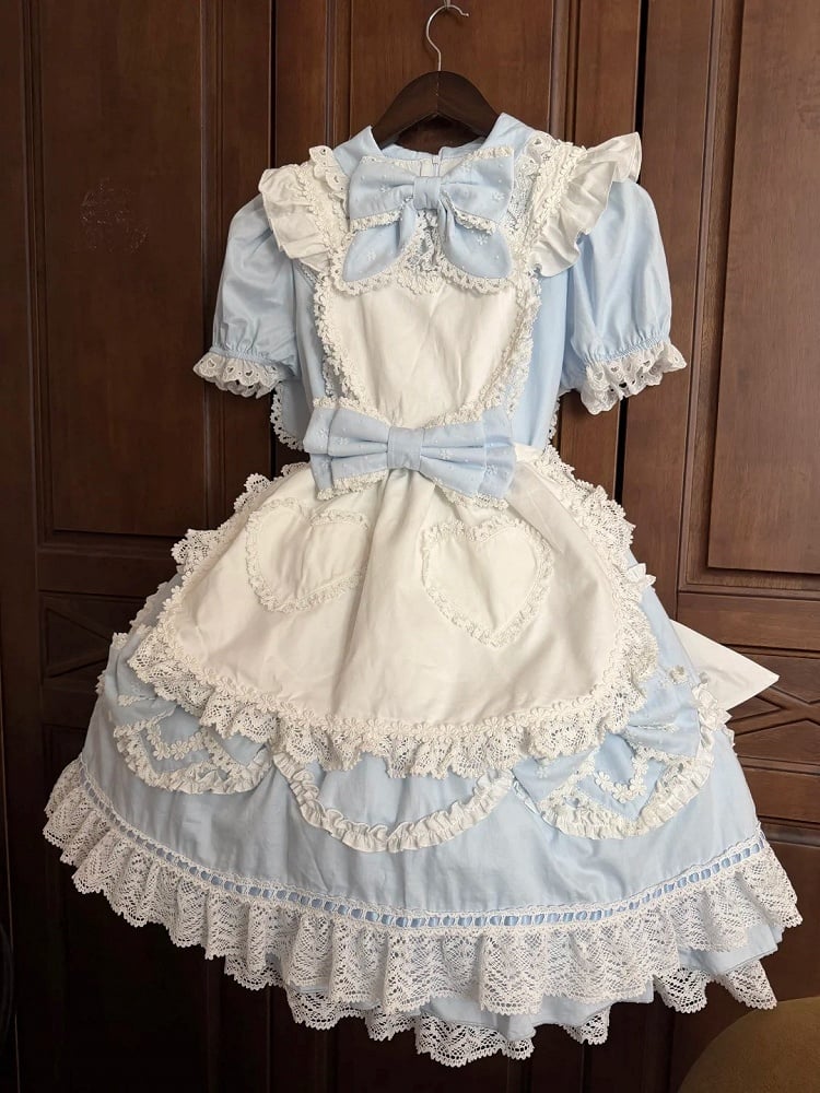 Robe OP "Old School" en dentelle oreilles de lapin bleue