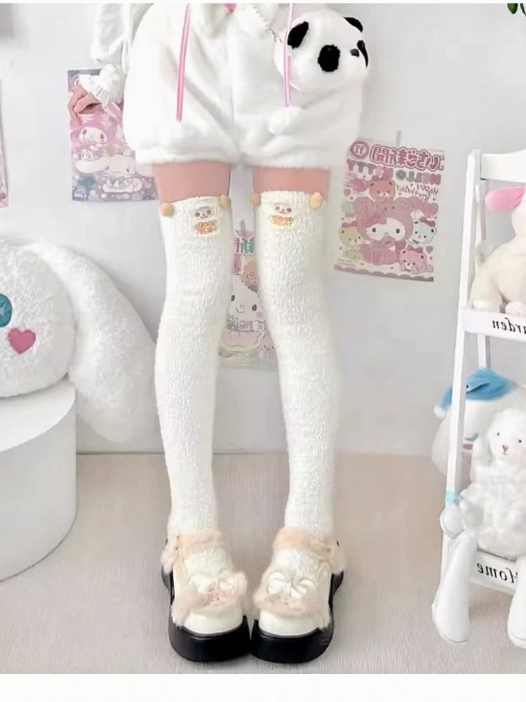 White Thigh-High Stockings Lamb