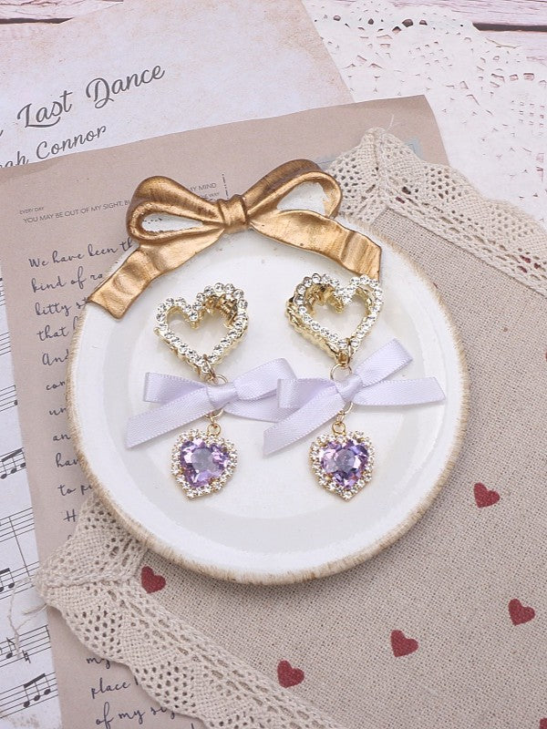 Rhinestone Kei Jirai Bowknot Color Hairclip Heart Options 5