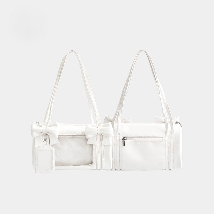 Bow Display PU Window with Daily Bag Ita White