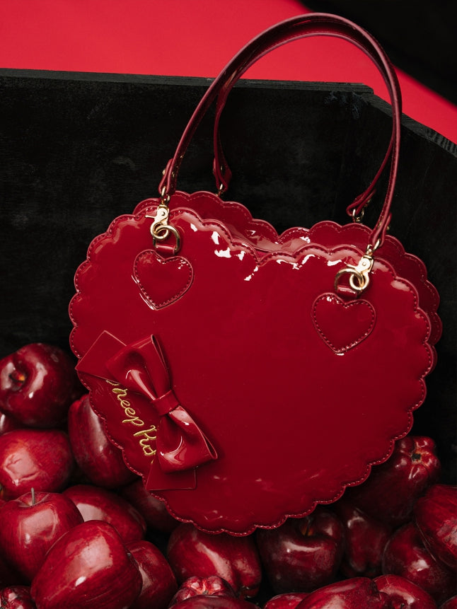 Lolita Accent Red Zipper and Secure - Design Multi-Way Cookie for Bow Polished Bag with Heart