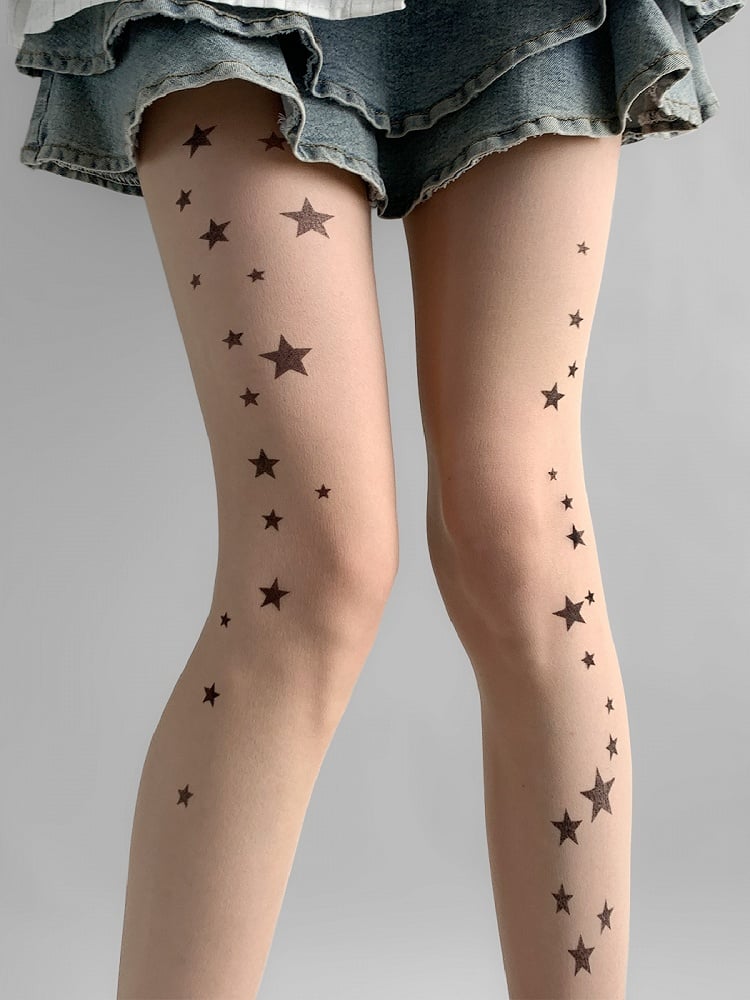 Tights Nude Print Star
