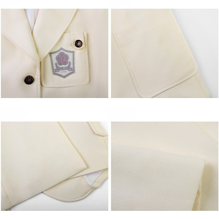 Stil Kragen Beige/Lila/Pink Uniform JK Blazer Preppy Notched