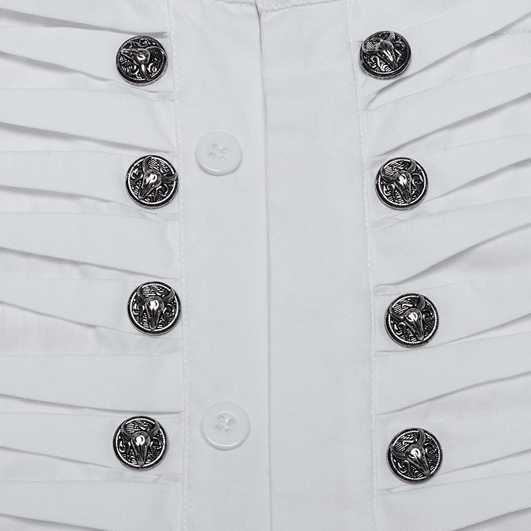 3D White Pleated Shirt Goth Men's