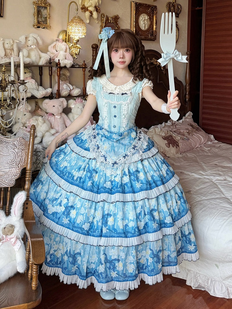 Blue Floral Hairclip - Flower Ferry Lolita