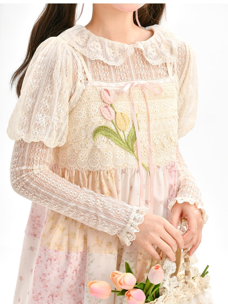 Beiges Oberteil mit Rüschenbesatz