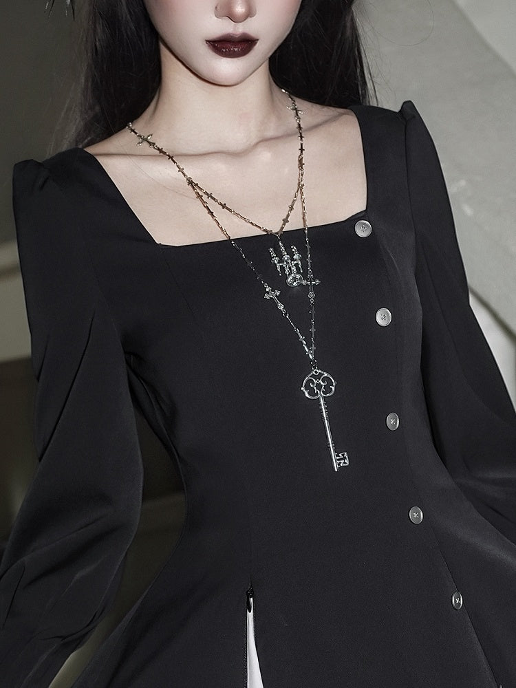 Cross Pendants and Candelabra Silver Gothic Key Necklace