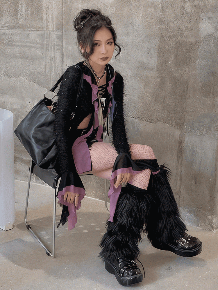 Black 20CM/30CM/40CM Shaggy Warmers Leg Y2K