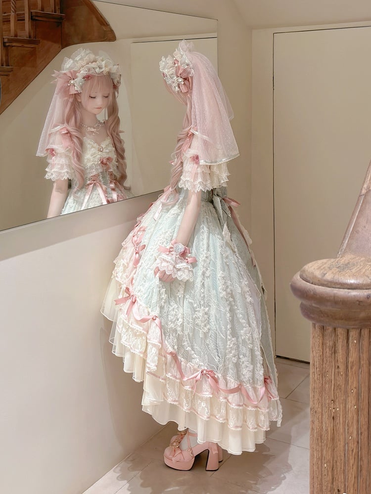 Corset Pink Skirt Hanayome and Waist Dress Layered Green High-low Lolita with