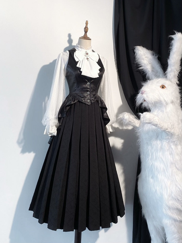 Waistcoat Black Sword Tail with Gothic Skeleton Lolita Embroidery