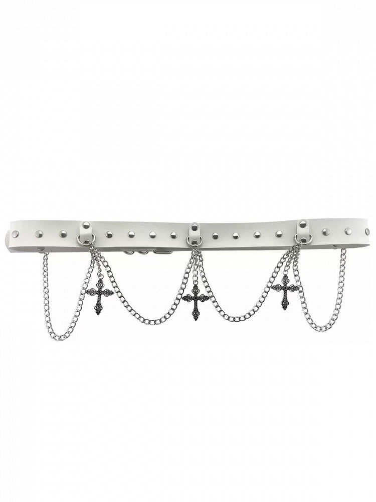 Black/White Cross Pendant Waist Chain - WhaleHall