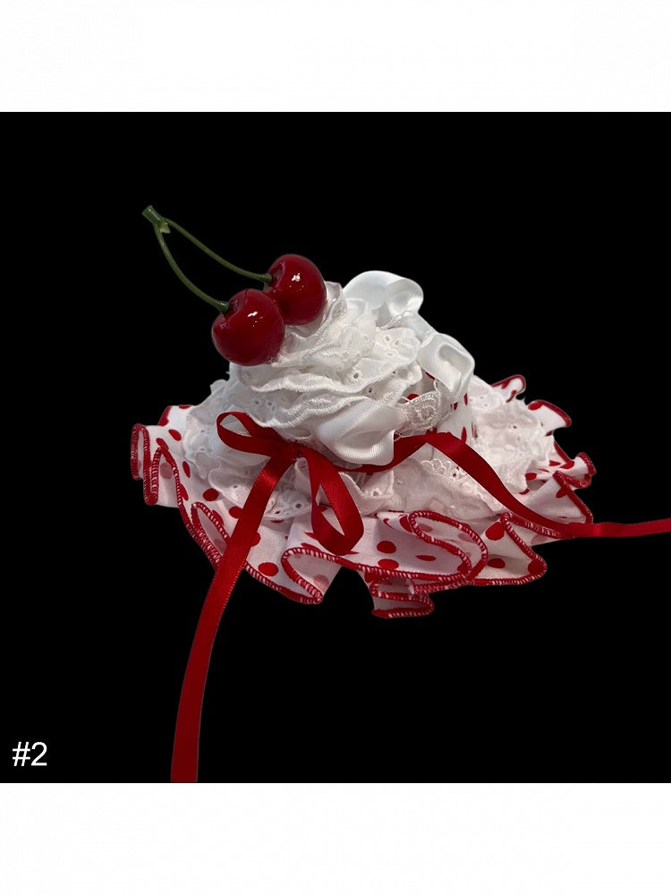 Mini Lace Hat with Cherry Accent in Two Tones - Rosede Cheese