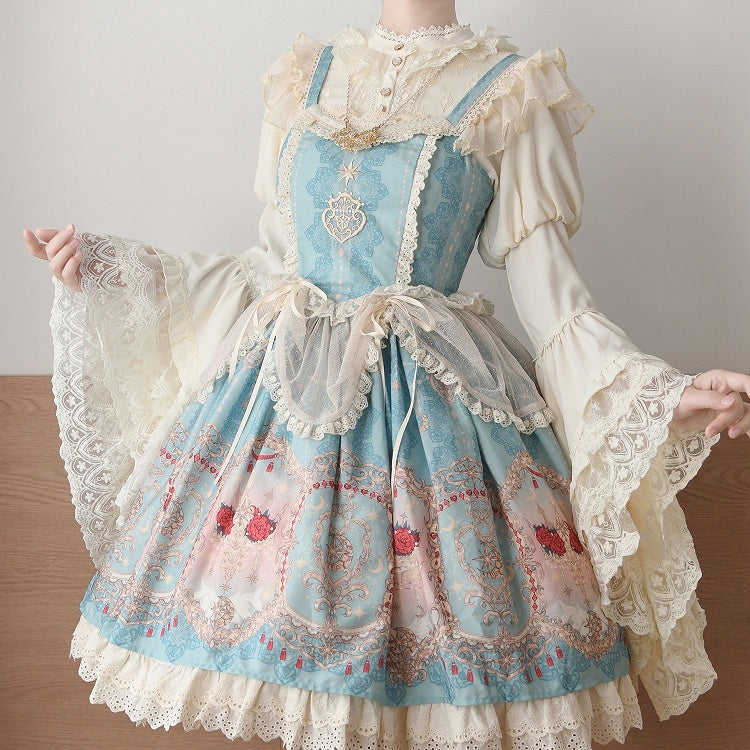 Elegante Bluse mit langen Glockenärmeln in Aprikose