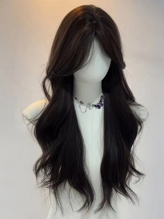 Bangs 65CM Black Wig Wavy Curtain Tea with Long