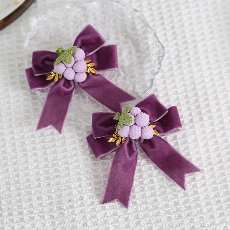 Bowknot Hairclips Adorable of Pair Lolita Grape-Decorated A