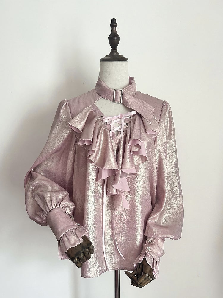 Vibes Pirate Lolita Shirt Ouji Light Sleeves Long Pink