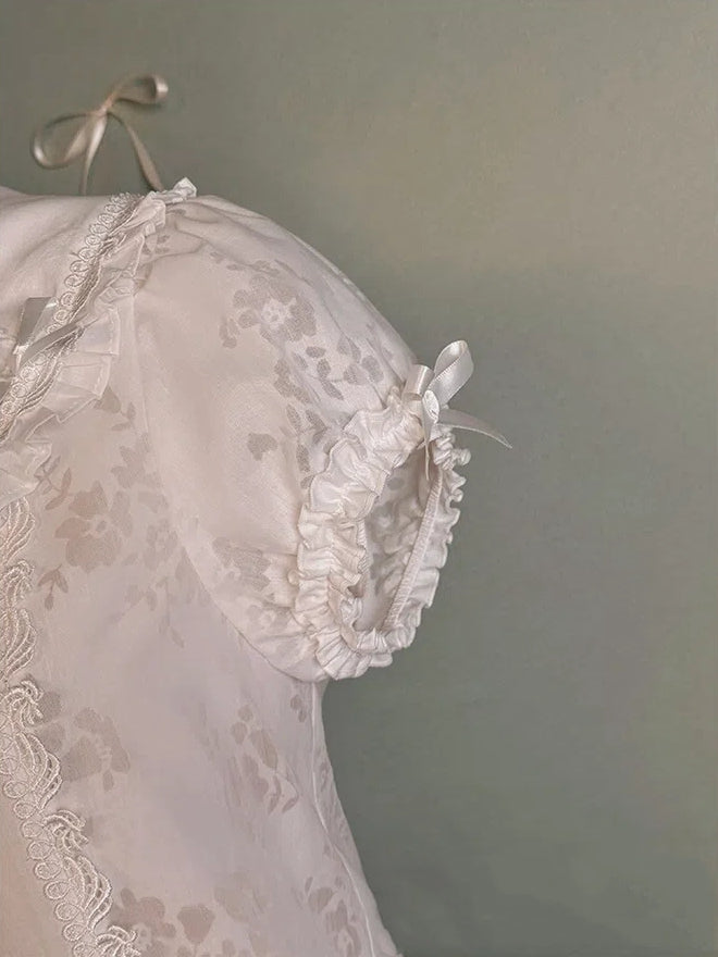 Pan White Collar Puff Sleeves Peter Blouse