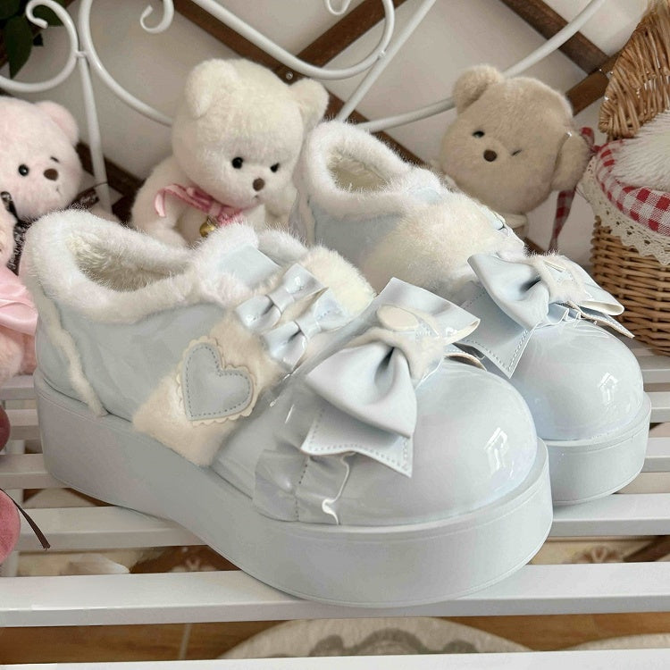 Platforms - Lolita Blue Leather Sky with Embellishments Heart PU Sweet
