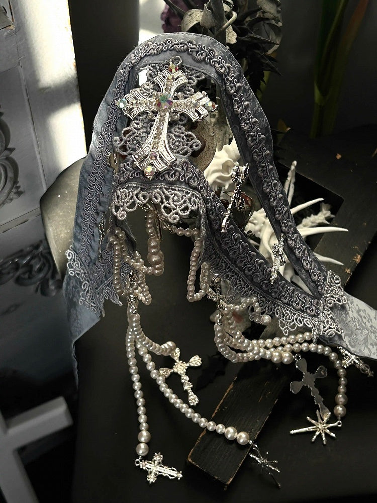 Red/White/Dark Blue/Gray Gothic Lolita Waist Belt with Cross Decorated