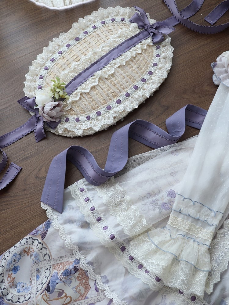 Flat Floral Hat Tea Design Elegant Party