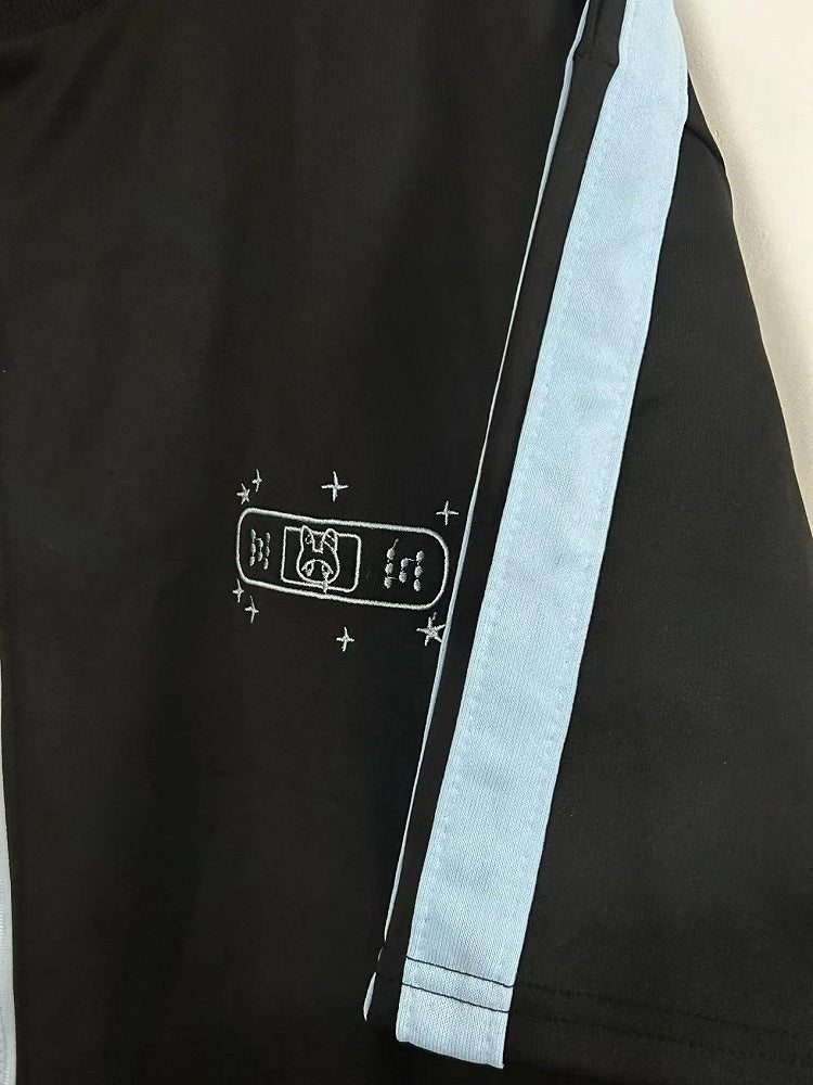 Embroidery And Kaiwai BlackBlue T-shirt Tenshi Star Bunny