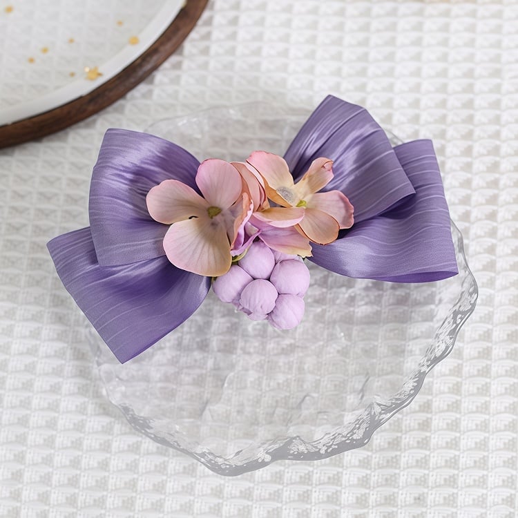Floral With Grape Cute Hairclip Decorations Bowknot Lolita Purple And