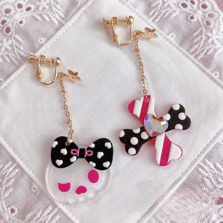 and Ear Rhinestone Stars Heart-shaped Cross with Reaper Clips