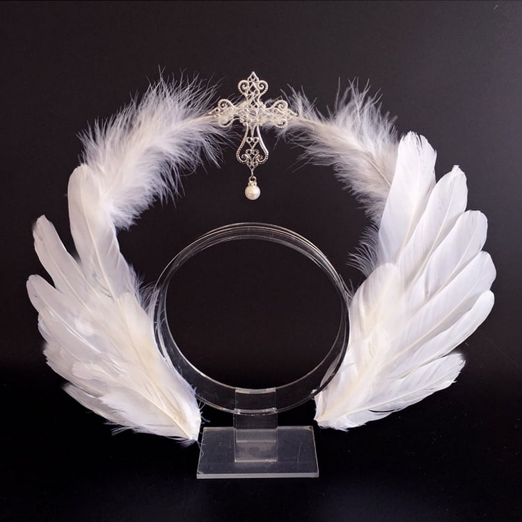 Wing KC Feather Lolita with Angel Accents Golden/Silver Cross
