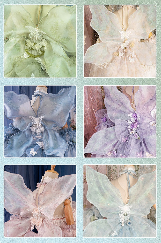 Purple Butterfly Beige Green Blue Wings / Fairy Pink