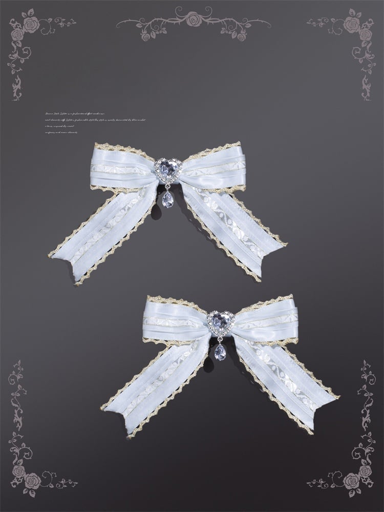 Sweet Lolita Blue Bow Rhinestones Embellished Hairclips
