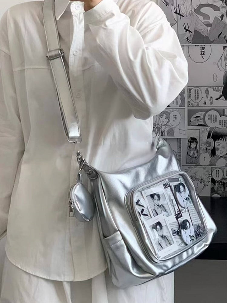 Shoulder Crossbody / Convertible Colors Bag with Badge 7 Charm Strap Ita